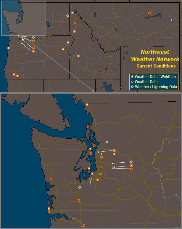 Mesomap of Northwest Weather Network Stations